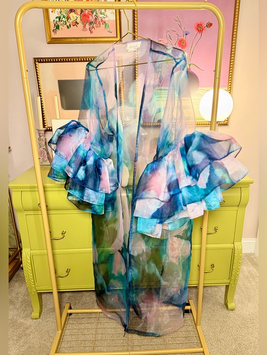 Anthropologie Jackets & Blazers - Anthropologie Watercolor Ruffle Sleeve Duster Kimono - One Size - NWOT